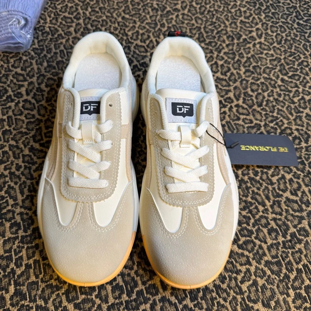 Women’s Beige and Cream Low-Top Sneakers - Picture 2 of 5